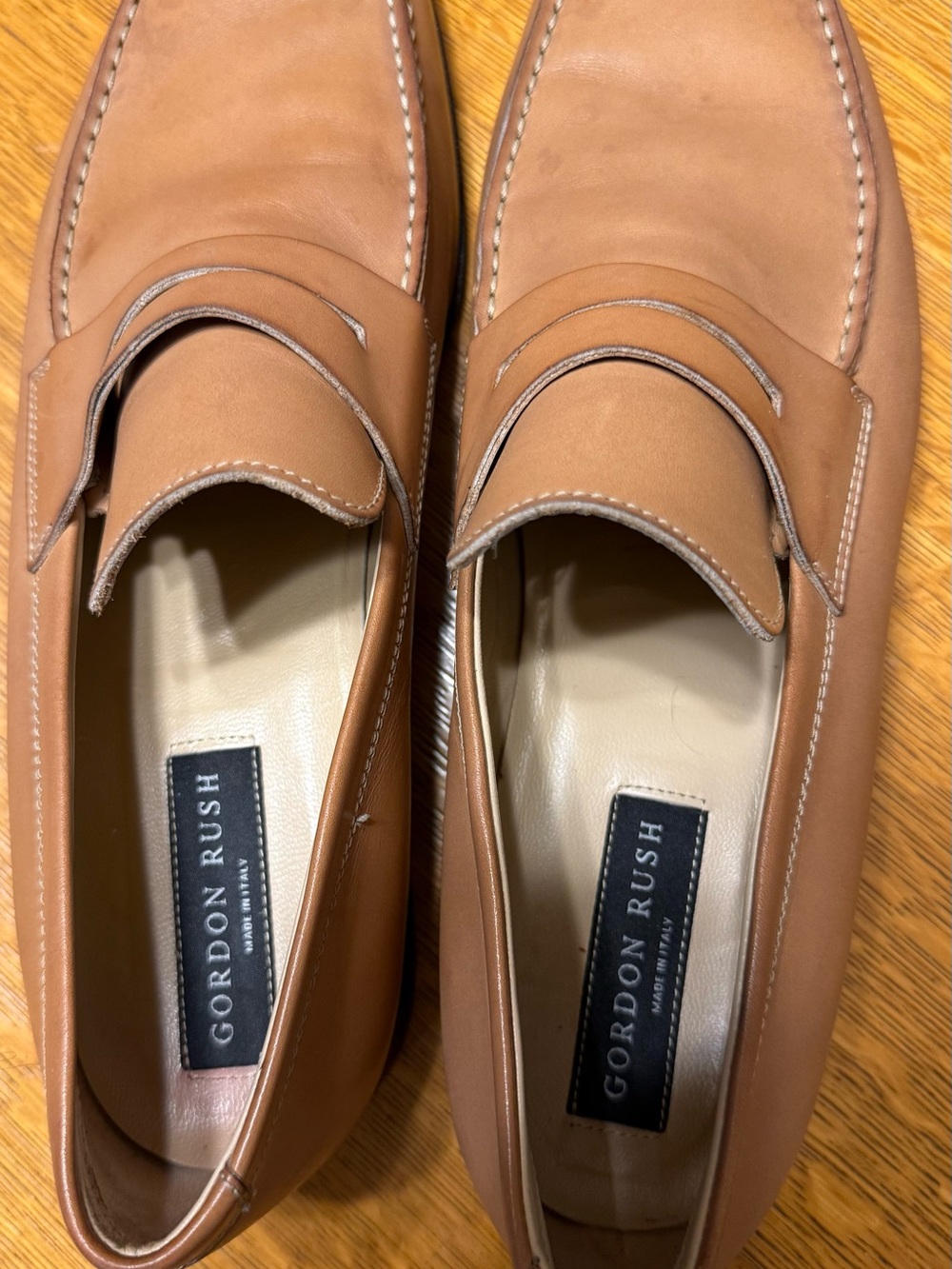 Gordon Rush Chestnut Leather Penny Loafers for Men